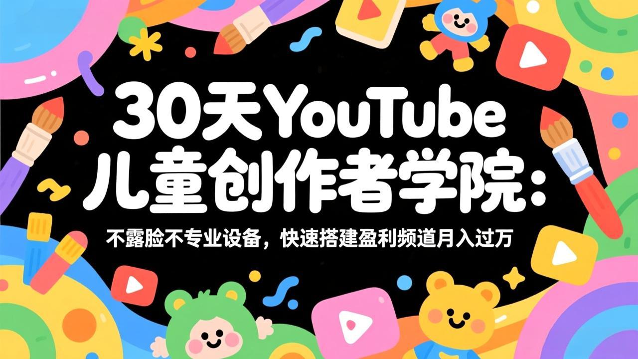 30天YouTube儿童创作者学院：不露脸不专业设备，快速搭建盈利频道月入过万网创项目-知识付费-在线课程-自媒体创业-网络副业-优利资源优利资源网