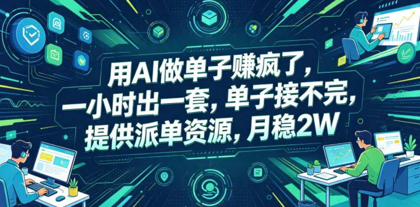用AI做单子賺疯了，一小时出一套，单子接不完，提供派单资源，月稳2W【揭秘】网创项目-知识付费-在线课程-自媒体创业-网络副业-优利资源优利资源网