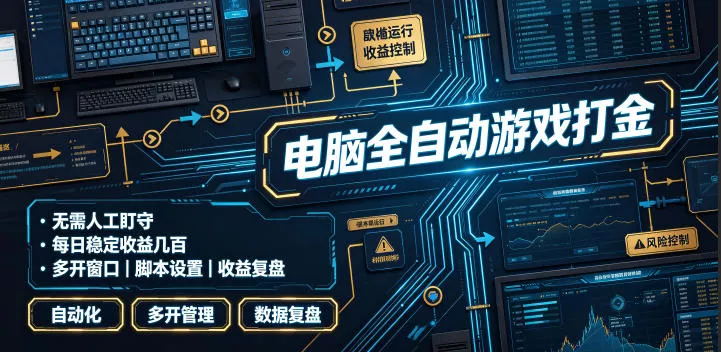 电脑全自动游戏打金，无需人工盯守，每日稳定收益几百！【揭秘】网创项目-知识付费-在线课程-自媒体创业-网络副业-优利资源优利资源网