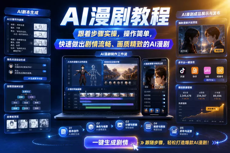 AI漫剧教程，跟着步骤实操，操作简单，快速做出剧情流畅、画质精致的AI漫剧网创项目-知识付费-在线课程-自媒体创业-网络副业-优利资源优利资源网