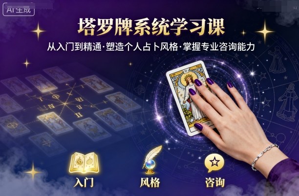 塔罗牌系统学习课，助你从入门到精通，塑造个人占卜风格，掌握专业咨询能力网创项目-知识付费-在线课程-自媒体创业-网络副业-优利资源优利资源网