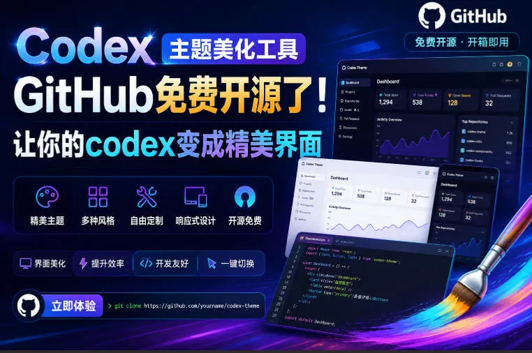 Codex主题美化工具，GitHub免费开源了！让你的codex变成精美界面网创项目-知识付费-在线课程-自媒体创业-网络副业-优利资源优利资源网