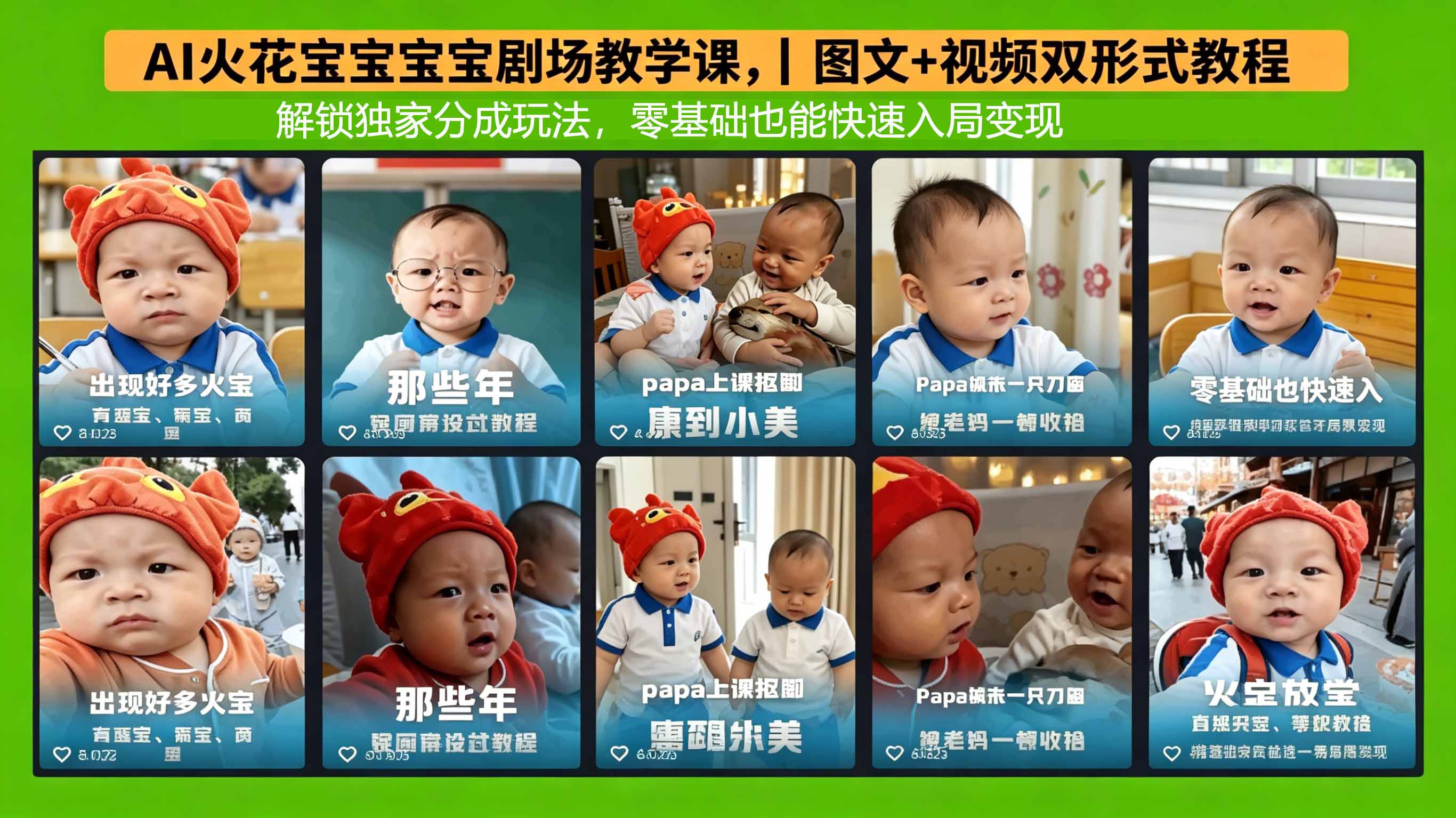 AI火花宝宝宝宝剧场教学课，图文+视频双形式教程，解锁独家分成玩法，零基础也能快速入局变现网创项目-知识付费-在线课程-自媒体创业-网络副业-优利资源优利资源网