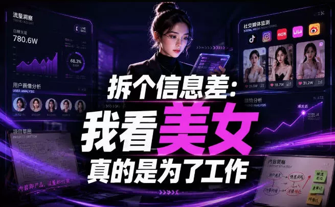 【理直气壮】我给看美女找了一个非常恰当的理由，信息差项目网创项目-知识付费-在线课程-自媒体创业-网络副业-优利资源优利资源网