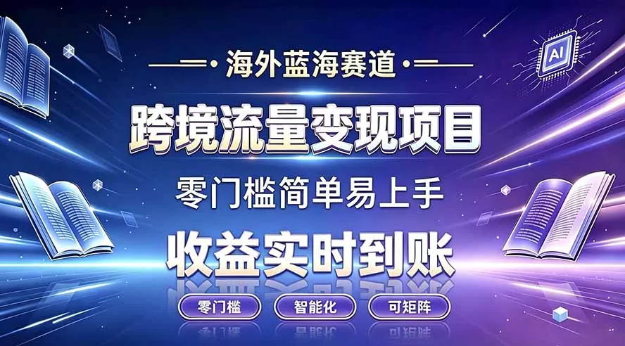海外蓝海赛道 跨境流量变现项目 收益实时到账 零门槛简单易上手网创项目-知识付费-在线课程-自媒体创业-网络副业-优利资源优利资源网