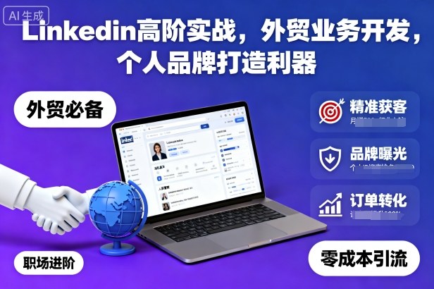 Linkedin高阶实战，外贸业务开发，个人品牌打造利器网创项目-知识付费-在线课程-自媒体创业-网络副业-优利资源优利资源网