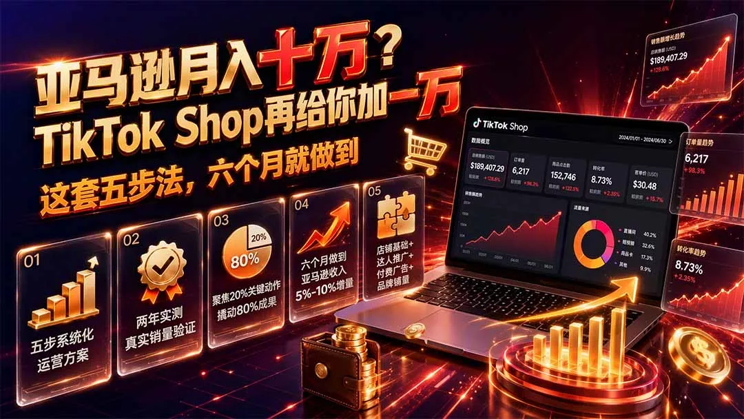 亚马逊月入十万？TikTok Shop再给你加一万——这套五步法，六个月就做到【原创双语字幕】