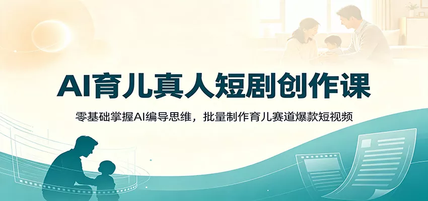 AI育儿真人短剧创作课：零基础掌握AI编导思维，批量制作育儿赛道爆款短视频网创项目-知识付费-在线课程-自媒体创业-网络副业-优利资源优利资源网