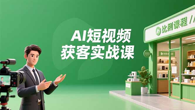 AI短视频获客实战课，数字人创作、实体行业应用、精准引流，30天获取客源月入6万+网创项目-知识付费-在线课程-自媒体创业-网络副业-优利资源优利资源网