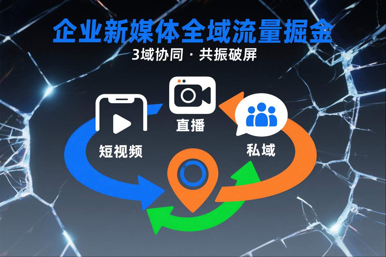 短视频全域商业模式，企业新媒体全域流量掘金，3域协同，共振破屏，短视频-直播-私域-地域网创项目-知识付费-在线课程-自媒体创业-网络副业-优利资源优利资源网