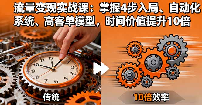 流量变现实战课：掌握4步入局、自动化系统、高客单模型，时间价值提升10倍网创项目-知识付费-在线课程-自媒体创业-网络副业-优利资源优利资源网
