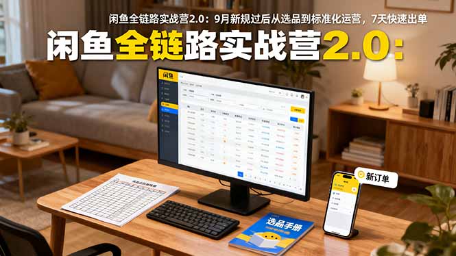 闲鱼全链路实战营2.0：9月新规过后从选品到标准化运营，7天快速出单网创项目-知识付费-在线课程-自媒体创业-网络副业-优利资源优利资源网
