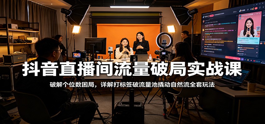 抖音直播间流量破局实战课：破解个位数困局，详解打标签破流量池撬动自然流全套玩法网创项目-知识付费-在线课程-自媒体创业-网络副业-优利资源优利资源网