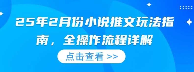 25年2月份小说推文玩法指南，全操作流程详解网创项目-知识付费-在线课程-自媒体创业-网络副业-优利资源优利资源网