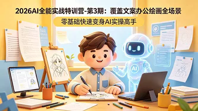 2026AI全能实战特训营-第3期：覆盖文案办公绘画全场景 零基础快速变身AI实操高手网创项目-知识付费-在线课程-自媒体创业-网络副业-优利资源优利资源网
