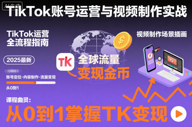 2025最新TikTok账号运营与视频制作实战全流程，从0到1掌握TK变现(含11月最新TK搬运技术)网创项目-知识付费-在线课程-自媒体创业-网络副业-优利资源优利资源网