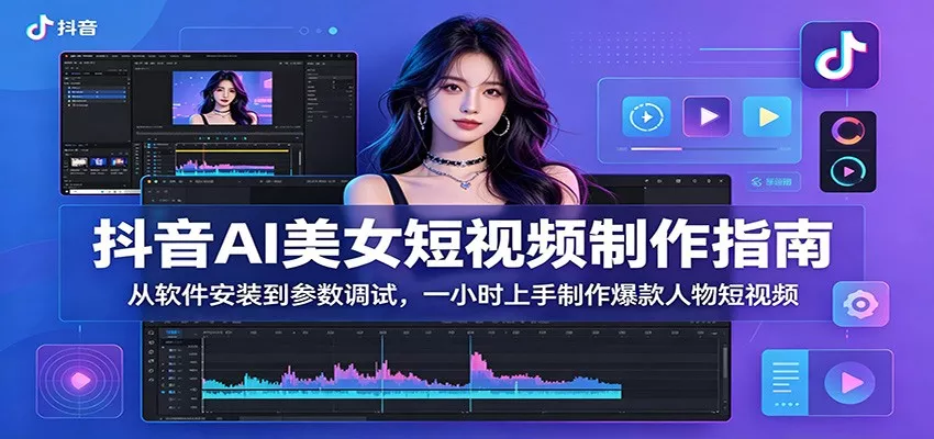 抖音AI美女短视频制作指南：从软件安装到参数调试，一小时上手制作爆款人物短视频网创项目-知识付费-在线课程-自媒体创业-网络副业-优利资源优利资源网