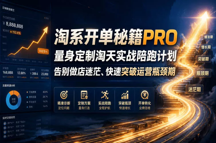淘系开单秘籍PRO，量身定制淘天实战陪跑计划，告别做店迷茫、快速突破运营瓶颈期(更新260823)网创项目-知识付费-在线课程-自媒体创业-网络副业-优利资源优利资源网