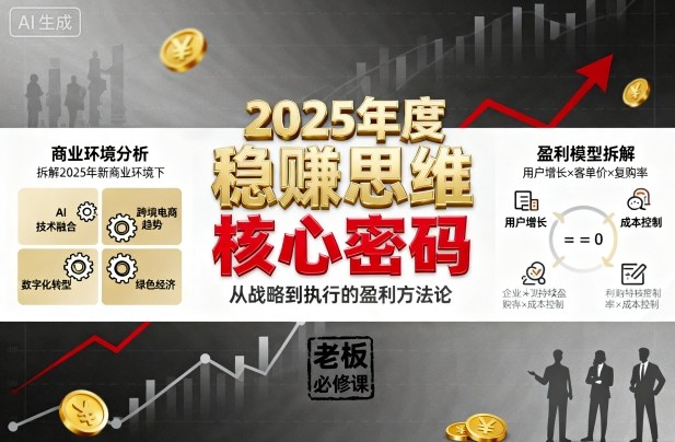 2025年度稳賺思维老板创业营，拆解2025年新商业环境下，企业实现持续盈利的核心密码网创项目-知识付费-在线课程-自媒体创业-网络副业-优利资源优利资源网