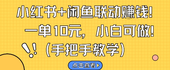小红书+闲鱼联动挣钱，一单10元，小白可做网创项目-知识付费-在线课程-自媒体创业-网络副业-优利资源优利资源网