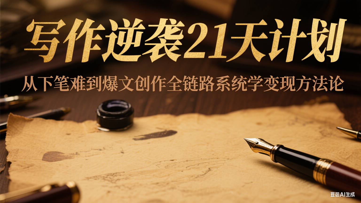 写作逆袭21天计划：从下笔难到爆文创作全链路系统学变现方法论网创项目-知识付费-在线课程-自媒体创业-网络副业-优利资源优利资源网