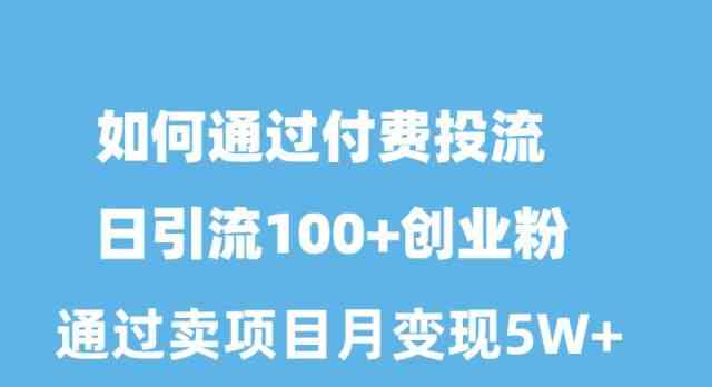 （10189期）如何通过付费投流日引流100+创业粉月变现5W+网创项目-知识付费-在线课程-自媒体创业-网络副业-优利资源优利资源网