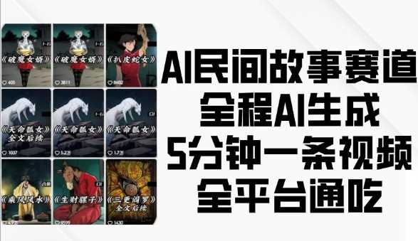 AI民间故事赛道，全程AI生成5分钟一条视频，全平台通吃网创项目-知识付费-在线课程-自媒体创业-网络副业-优利资源优利资源网