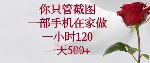 你只管截图，一部手机在家操作，一小时120.一天5张【揭秘】网创项目-知识付费-在线课程-自媒体创业-网络副业-优利资源优利资源网