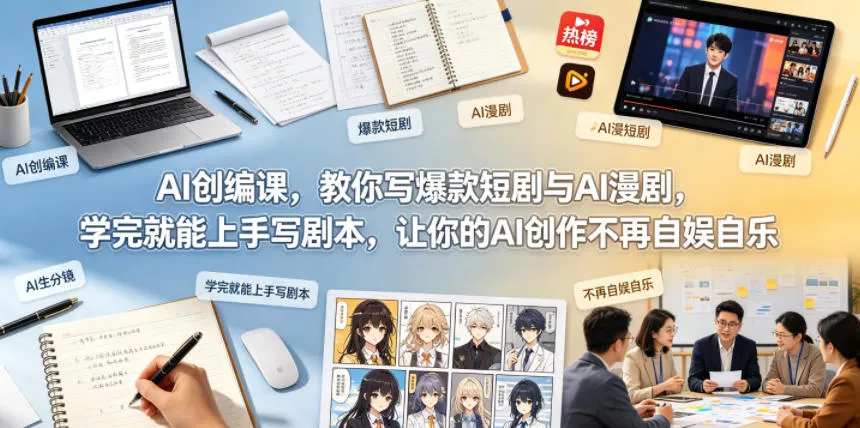 AI创编课，教你写爆款短剧与AI漫剧，学完就能上手写剧本，让你的AI创作不再自娱自乐(更新0521)网创项目-知识付费-在线课程-自媒体创业-网络副业-优利资源优利资源网