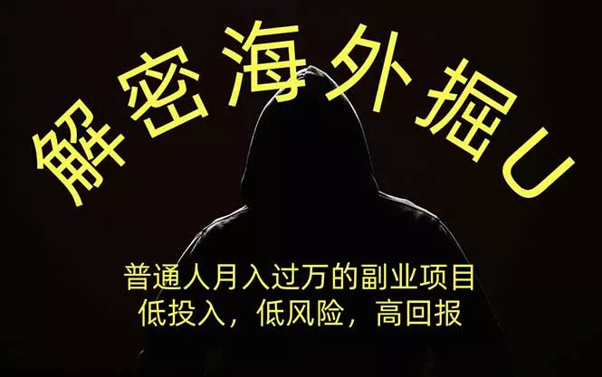 解密海外掘U，普通人月入过万的副业项目，低投入、低风险高回报，没有之一网创项目-知识付费-在线课程-自媒体创业-网络副业-优利资源优利资源网