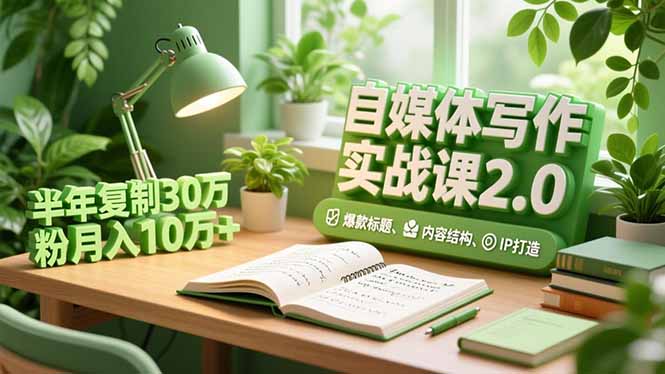 自媒体写作实战课2.0，爆款标题、内容结构、IP打造，半年复制30万粉月入10万+网创项目-知识付费-在线课程-自媒体创业-网络副业-优利资源优利资源网