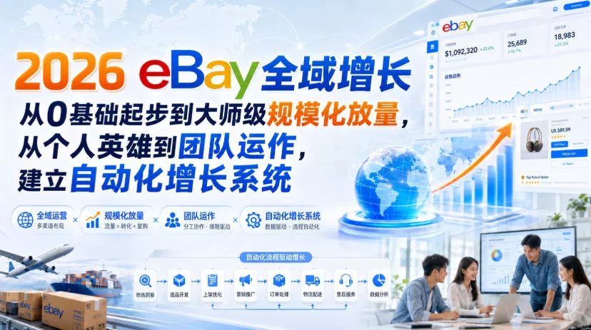 2026 eBay全域增长，从0基础起步到大师级规模化放量，从个人英雄到团队运作，建立自动化增长系统网创项目-知识付费-在线课程-自媒体创业-网络副业-优利资源优利资源网