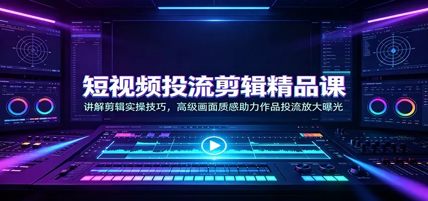 短视频投流剪辑精品课：讲解剪辑实操技巧，高级画面质感助力作品投流放大曝光网创项目-知识付费-在线课程-自媒体创业-网络副业-优利资源优利资源网