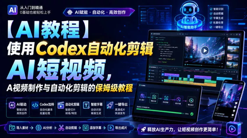 【AI教程】使用Codex自动化剪辑AI短视频，AI视频制作与自动化剪辑的保姆级教程网创项目-知识付费-在线课程-自媒体创业-网络副业-优利资源优利资源网
