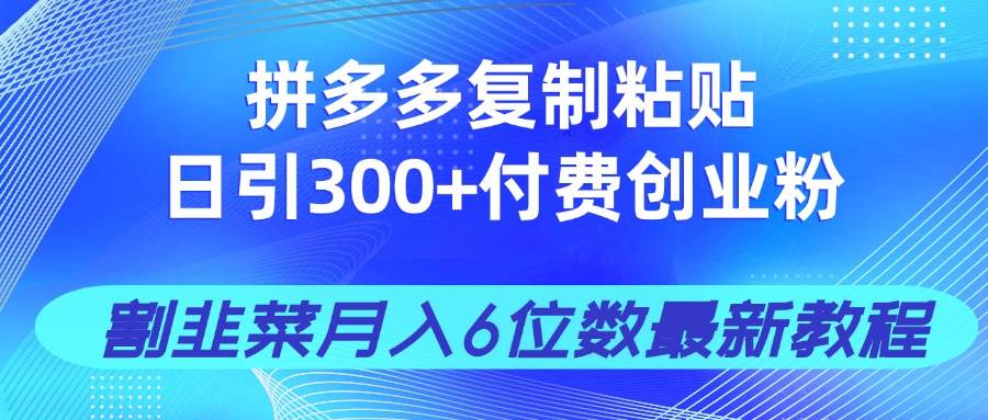 （14232期）拼多多复制粘贴日引300+付费创业粉，割韭菜月入6位数最新教程！网创项目-知识付费-在线课程-自媒体创业-网络副业-优利资源优利资源网