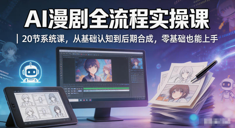 AI漫剧全流程实操课｜20节系统课，从基础认知到后期合成，零基础也能上手网创项目-知识付费-在线课程-自媒体创业-网络副业-优利资源优利资源网