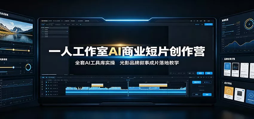 一人工作室AI商业短片创作营：全套AI工具库实操，光影品牌叙事成片落地教学网创项目-知识付费-在线课程-自媒体创业-网络副业-优利资源优利资源网