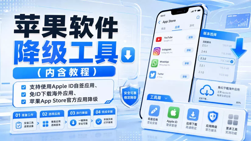苹果软件降级工具(内含教程)，支持使用Apple ID自签应用、免ID下载海外应用、苹果App Store官方应用降级等网创项目-知识付费-在线课程-自媒体创业-网络副业-优利资源优利资源网