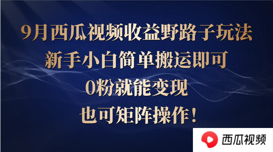 （12760期）西瓜视频收益野路子玩法，新手小白简单搬运即可，0粉就能变现，也可矩…网创项目-知识付费-在线课程-自媒体创业-网络副业-优利资源优利资源网
