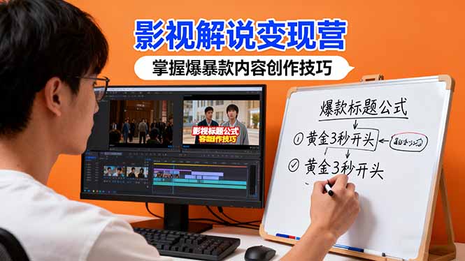 影视解说变现营：通过30+实战案例爆款内容创作技巧，掌握影视解说盈利密码网创项目-知识付费-在线课程-自媒体创业-网络副业-优利资源优利资源网