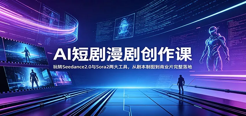 AI短剧漫剧创作课：玩转Seedance2.0与 Sora2两大工具，从剧本制图到商业片完整落地网创项目-知识付费-在线课程-自媒体创业-网络副业-优利资源优利资源网