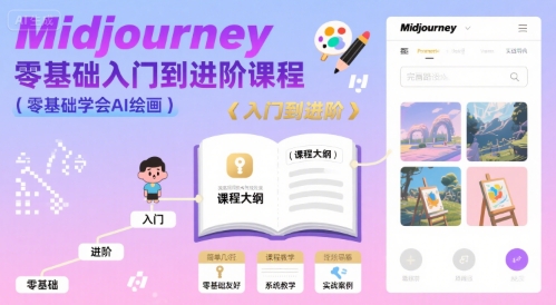 midjourney零基础入门到进阶课程，零基础学会AI绘画网创项目-知识付费-在线课程-自媒体创业-网络副业-优利资源优利资源网