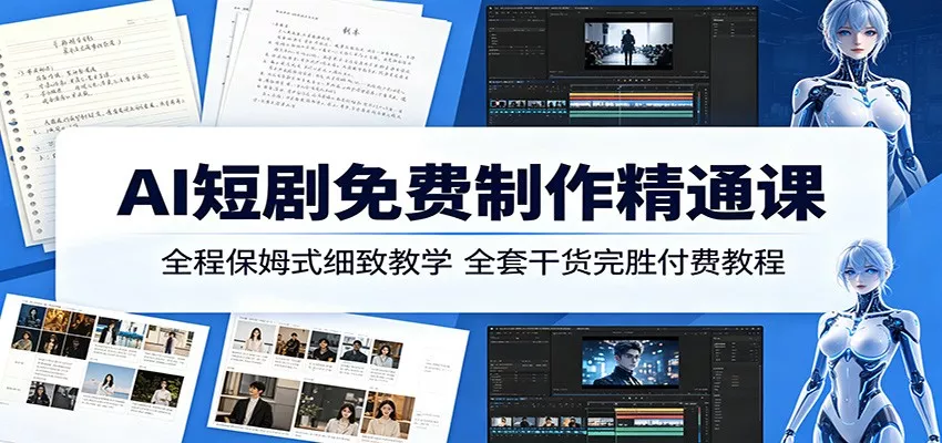 AI短剧免费制作精通课：全程保姆式细致教学，全套干货完胜付费教程网创项目-知识付费-在线课程-自媒体创业-网络副业-优利资源优利资源网