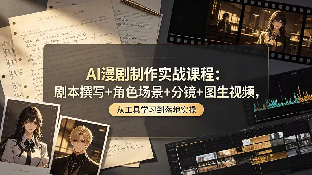 AI漫剧制作实战课程：剧本撰写+角色场景+分镜+图生视频，从工具学习到落地实操网创项目-知识付费-在线课程-自媒体创业-网络副业-优利资源优利资源网