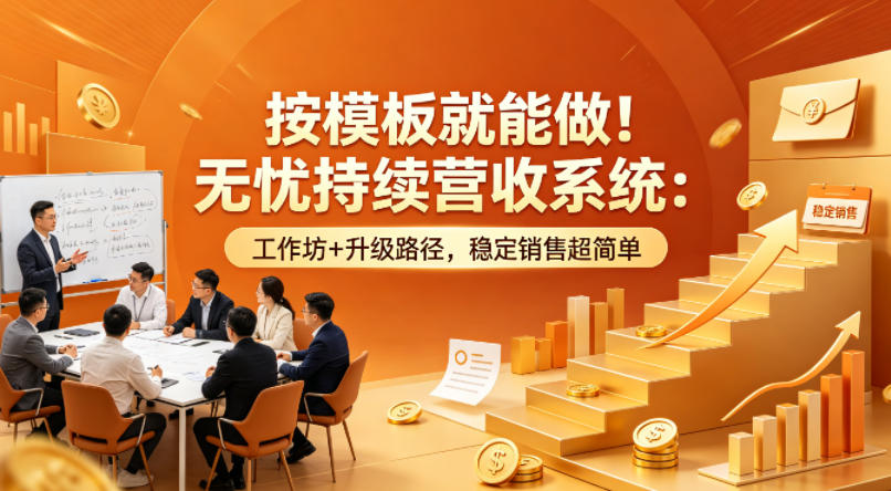 按模板就能做！无忧持续营收系统：工作坊+升级路径，稳定销售超简单【原创双语字幕】网创项目-知识付费-在线课程-自媒体创业-网络副业-优利资源优利资源网