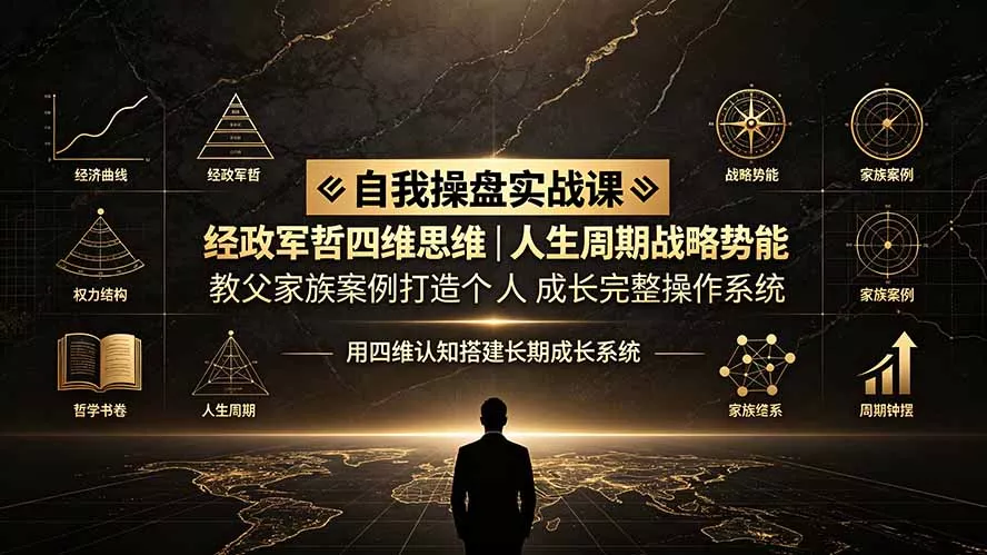 自我操盘实战课：经政军哲四维思维｜人生周期战略势能｜教父家族案例打造个人成长完整操作系统网创项目-知识付费-在线课程-自媒体创业-网络副业-优利资源优利资源网