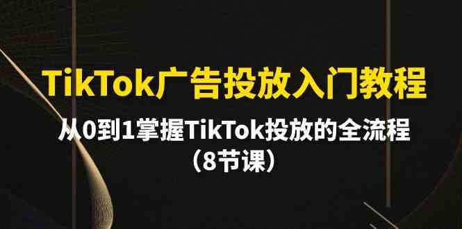 （10085期）TikTok广告投放入门教程，从0到1掌握TikTok投放的全流程（8节课）网创项目-知识付费-在线课程-自媒体创业-网络副业-优利资源优利资源网
