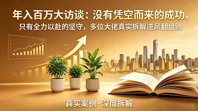 年入百万大访谈-更新：没有凭空而来的成功，只有全力以赴的坚守，多位大佬真实拆解逆风翻盘路网创项目-知识付费-在线课程-自媒体创业-网络副业-优利资源优利资源网