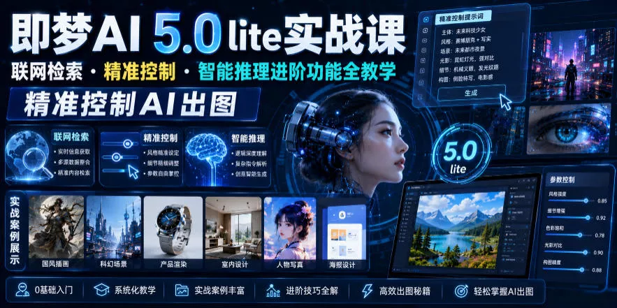 即梦AI 5.0 lite实战课，联网检索・精准控制・智能推理进阶功能全教学，精准控制AI出图网创项目-知识付费-在线课程-自媒体创业-网络副业-优利资源优利资源网