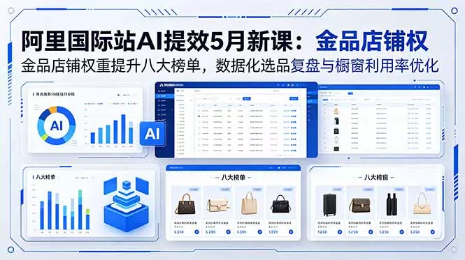 阿里国际站AI提效5月新课：金品店铺权重提升八大榜单，数据化选品复盘与橱窗利用率优化网创项目-知识付费-在线课程-自媒体创业-网络副业-优利资源优利资源网